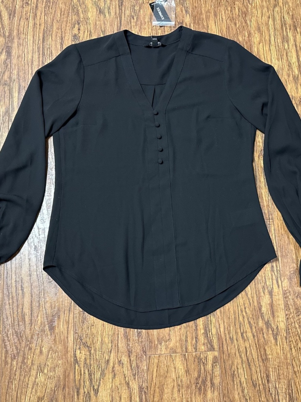 Express Women's Blouse Long Sleeve Black Size XXS NWT
